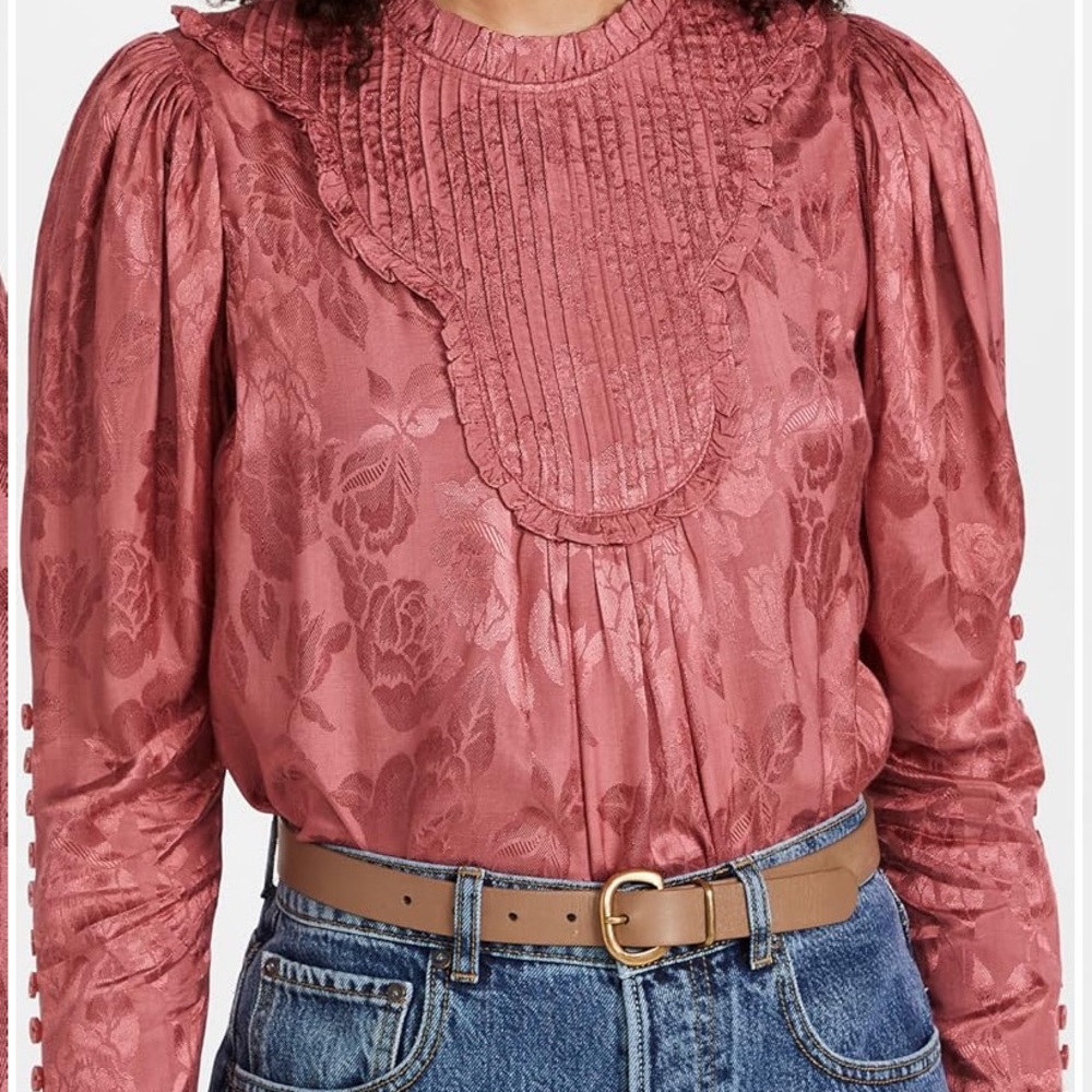 Romantic pink Jacquard top byTimo size large with Edwardian detail